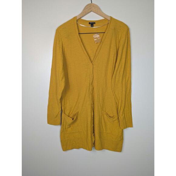 NWOT Torrid Yellow Everyday V-neck Pocket Buttoned Sweater Cardigan - Picture 2 of 7